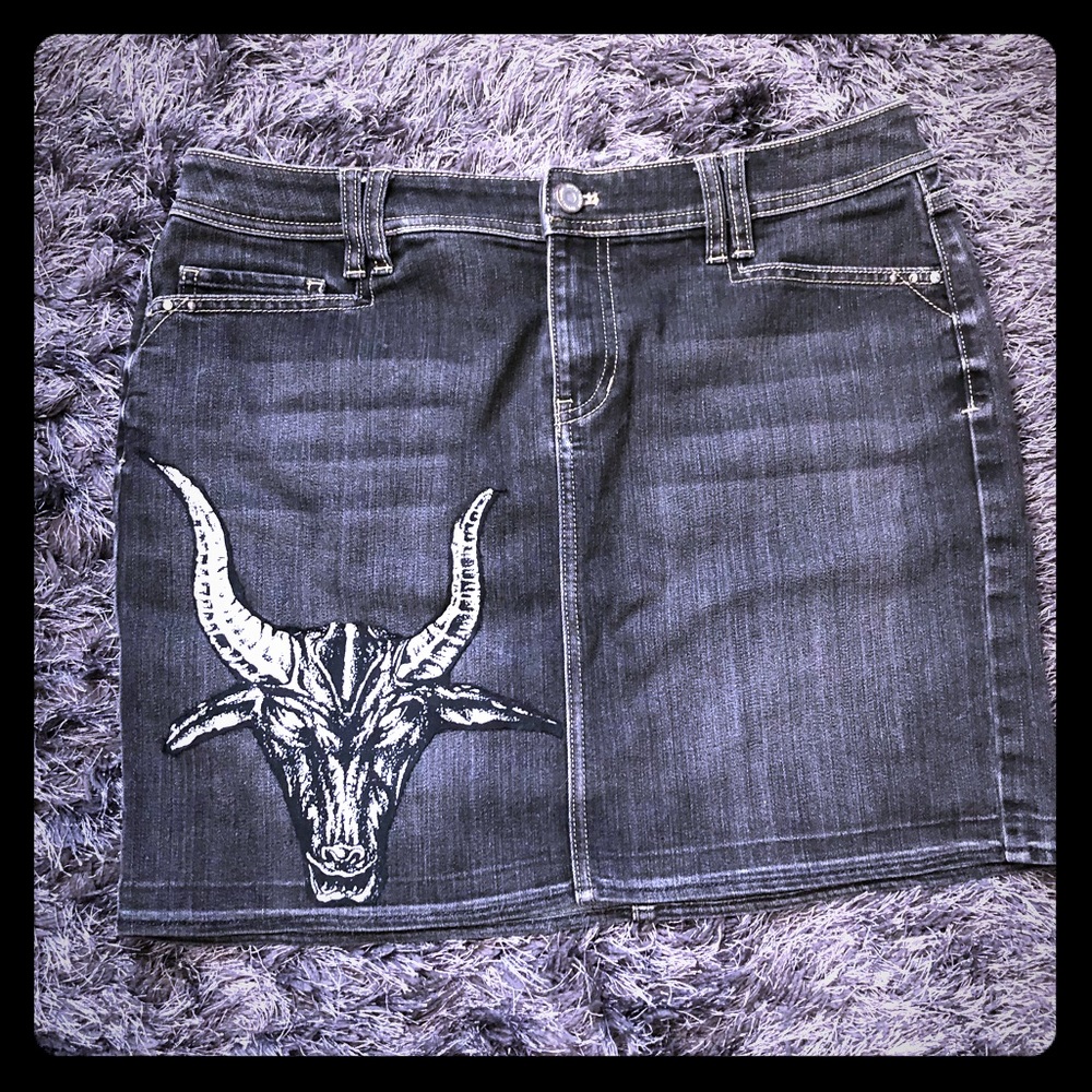 DIY Baphomet Denim Skirt